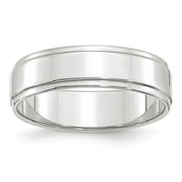 10к Бяло злато пръстен лента Сватба стандартен плосък с размер Стъпка ръб 11