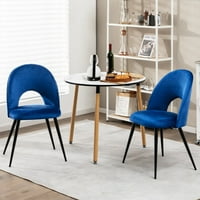Комплект кадифено столове за хранене суета стол тапициран бюро стол синьо