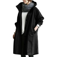 Палта за жени дамски зимен хлабав качулка дива елегантна вятърна смола удобно палто