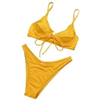 Cara Lady Women's Bikini Plade Color Set Swimsuit два бански костюми за жени плажни дрехи Жълто L