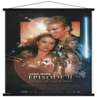 Star Wars: Attack of the Clones - Плакат за един лист стена с дървена магнитна рамка, 22.375 34