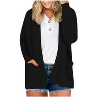 kakina s плюс размери клирънс женски джобове с дълъг ръкав с твърдо палто жилетка блуза