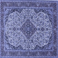 Ahgly Company Machine Wareable Indoor Square Medallion Blue Traditional Area Cugs, 5 'квадрат