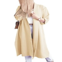 Wsevypo дълги жилетки за жени тренч палто Отворено предно падане на дълги ръкави с джобове