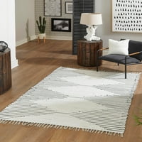 Уникален стан Briah chindi памучен килим 8 '0 11' 0 бяло