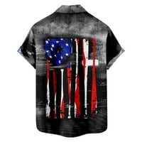 Мъжки ревери ризи 4-ти юли Ден на независимостта американски флаг печат блуза С къс ръкав бутон нагоре празнични Тениски