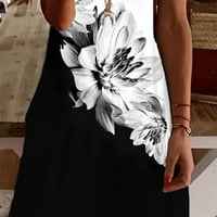 Женска лятна рокля Лятна ежедневна слънчева ръка люлка A-Line Tiered Maxi Dress Небрежни рокли риза рокля черно xl