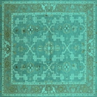 Ahgly Company Machine Pashable Indoor Rectangle Oriental Turquoise Blue Industrial Area Rugs, 7 '10'