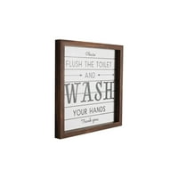 Промийте тоалетната и измийте ръцете си в рамка сянка Бо стена Декор Арт Принт - 11х11