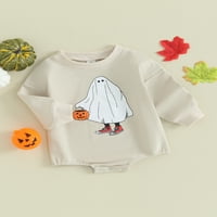 Gwiyeopda бебета момичета момчета Хелоуин ромпер малко дете с дълъг ръкав Ghost Print Fall Bodysuit Jumpsuit