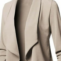 Блейзери за жени плюс разстояние разстояние дамски модни ежедневни солидни отворени предни жилетка с дълъг ръкав палто