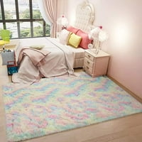 Пухкави дъгови спални килими рошав геометричен дизайн зона за килим за момичета за момичета деца стая под килим