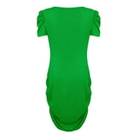 Gotyou облича дамски летен солиден цвят къс ръкав секси покритие на тазобедрената мита мини рокля зелена s