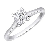 Кръгло изрязан бял естествен диамантен пасианс пръстен в 10k бял златен пръстен размер-8.5