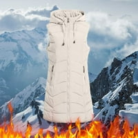 Летни жилетки Дълги зимно зимно яке с жилетка с качулка с качулка топло небрежно палто с джобове, ватирано яке