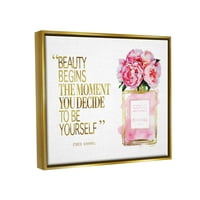 Ступел индустрии моден дизайнер парфюм злато розов акварел вдъхновяваща дума металик злато рамкирани плаващо платно стена изкуство, 16х20