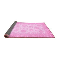 Ahgly Company Indoor Rectangle Oriental Pink Traditional Area Rugs, 7 '9'