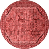 Ahgly Company Indoor Round Oriental Red Industrial Area Rugs, 7 'Round
