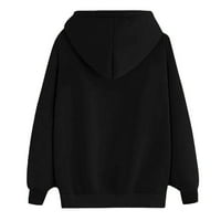 Виадха за женски моден печат с дълъг ръкав джобна пуловер риза блуза с качулки с качулка