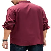 Cindysus мъже туника риза бутон надолу върхове с дълги ръкави ваканционни блузи ежедневно вино червено