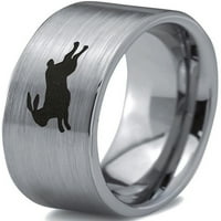 Волфрамов зайче заек бягащ зайк лента пръстен мъже жени комфорт сив сив плосък нарязан честен полиран полиран