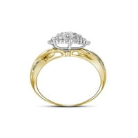 10kt жълто злато дамски кръгъл диамантен овален клъстер пръстен cttw
