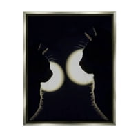Ступел индустрии две черни котки силуети нощ лунна светлина Животни снимка блясък сив плаваща рамка платно печат стена изкуство, дизайн от Дафне Полсели