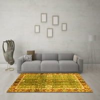 Ahgly Company Indoor Rectangle Oriental Yellow Traditional Area Rugs, 5 '8'