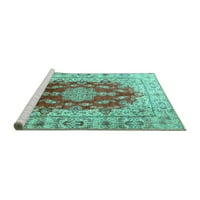 Ahgly Company Machine Pashable Indoor Round персийски тюркоазено сини традиционни килими, 8 'кръг