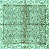 Ahgly Company Indoor Square Oriental Turquoise Blue Traditional Area Rugs, 3 'квадрат