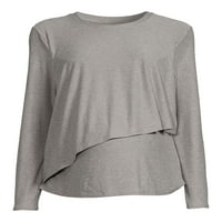 Жени модни ежедневни дълги ръкави кръгли върхове на шията свободни отпечатани ризи плюс размери блузи риза облечени за есен